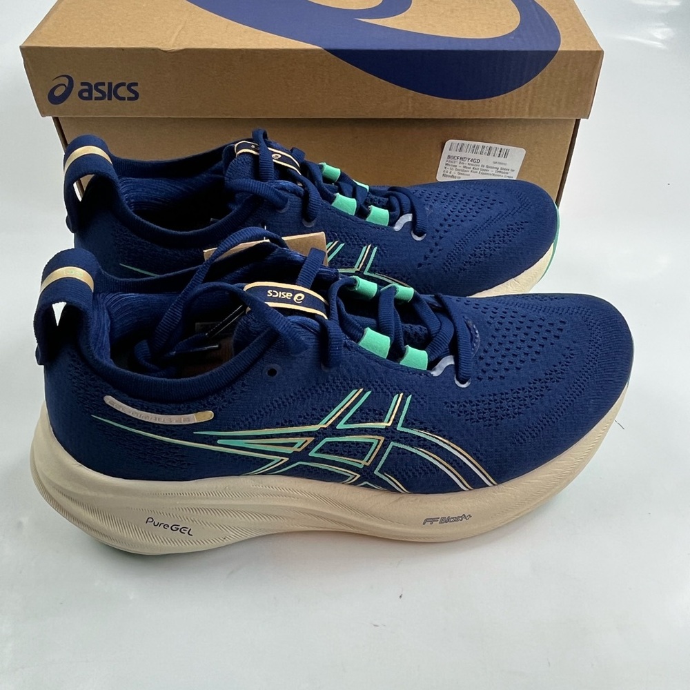 Asics Gel-Nimbus 26 Womens Blue Expanse/Aurora Green 1012B601-400 Size 6.5